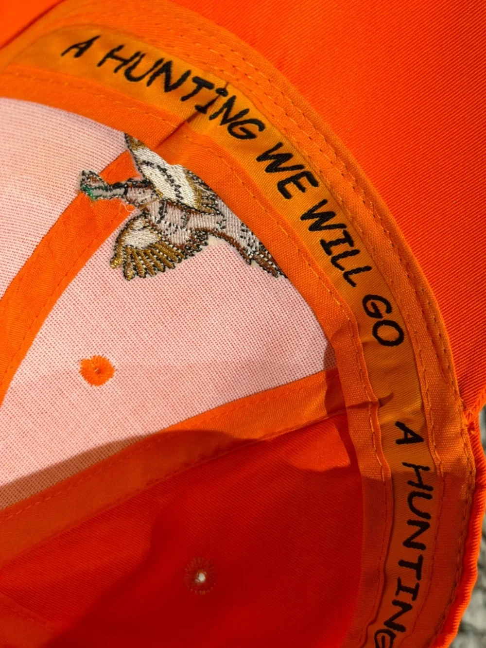 Vintage Embroidered Orange Hunting Cap Hat Strapback Adjustable NOS